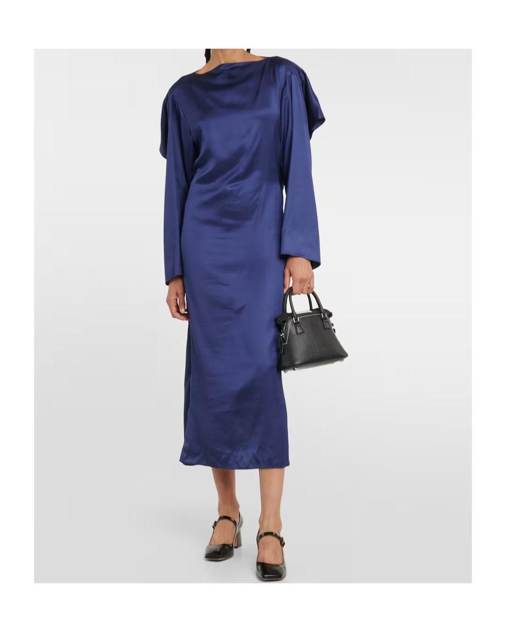 MM6 by Maison Margiela Blue Draped Satin Midi Dress
