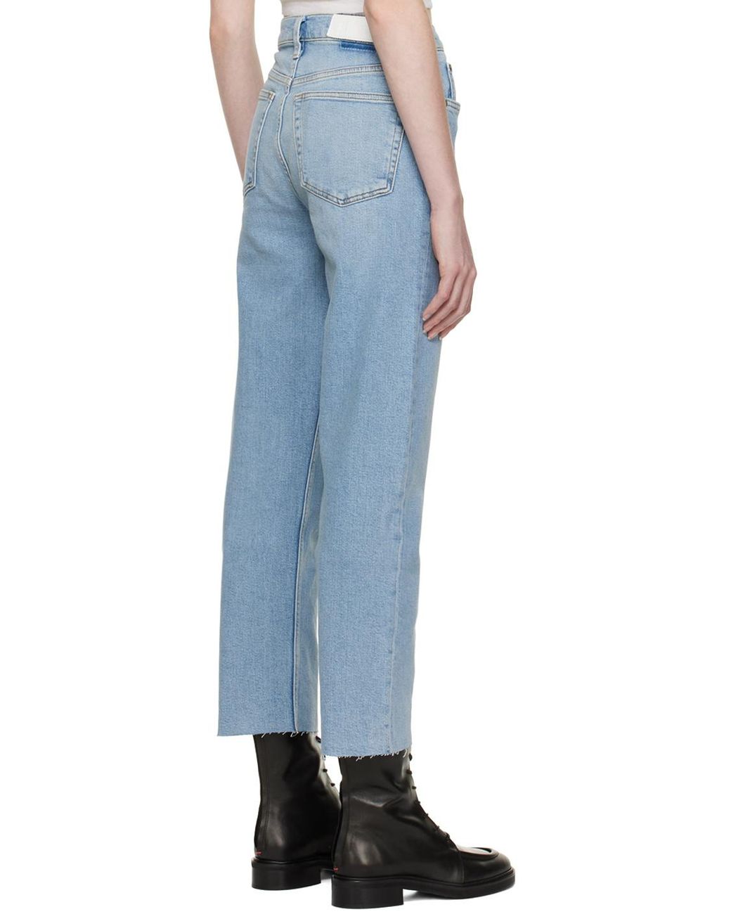 Re/done Blue Straight Leg Cropped Jeans