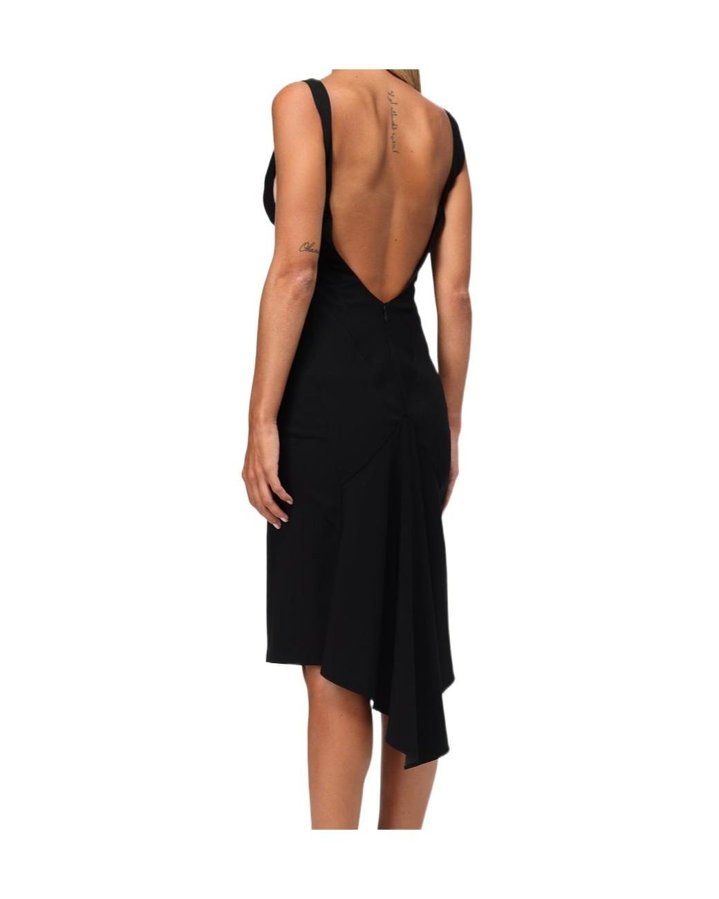 DSquared² Black High-Low V-Neck Dress