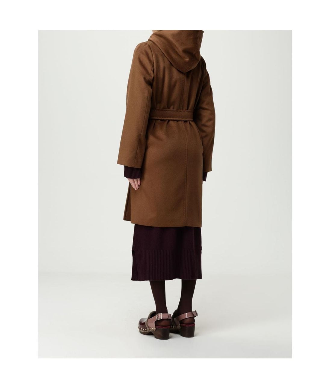 Max Mara Brown Hooded Virgin-Wool Coat