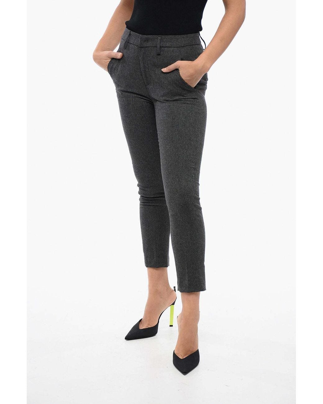 Dondup Black Carmen Herringbone-Pattern Trousers