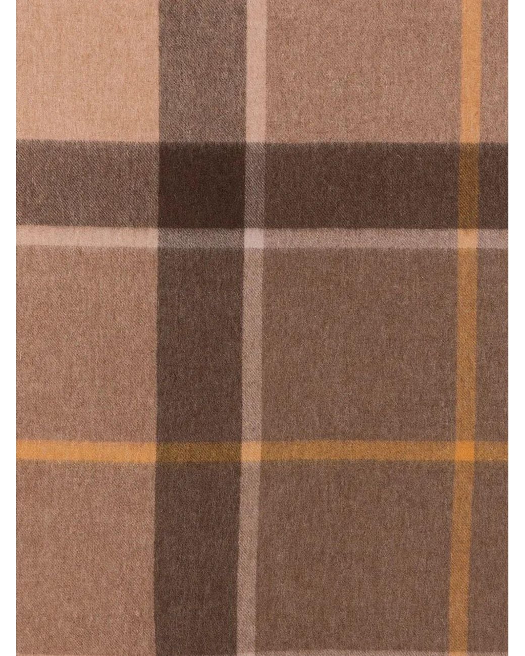 Barbour Brown Check-Pattern Fringed Scarf