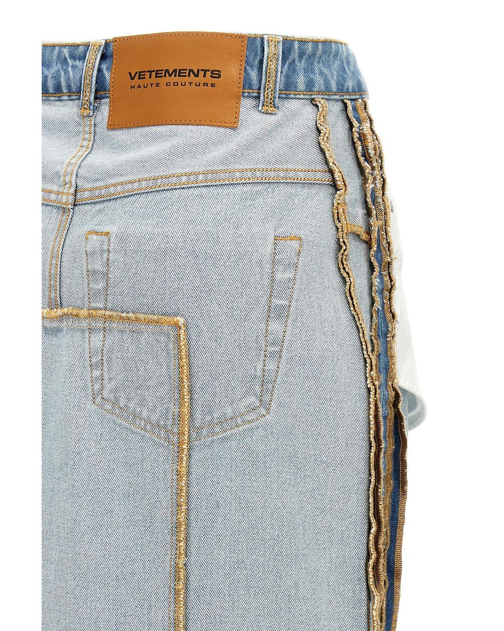 Vetements Blue Inside-Out Denim Midi Skirt