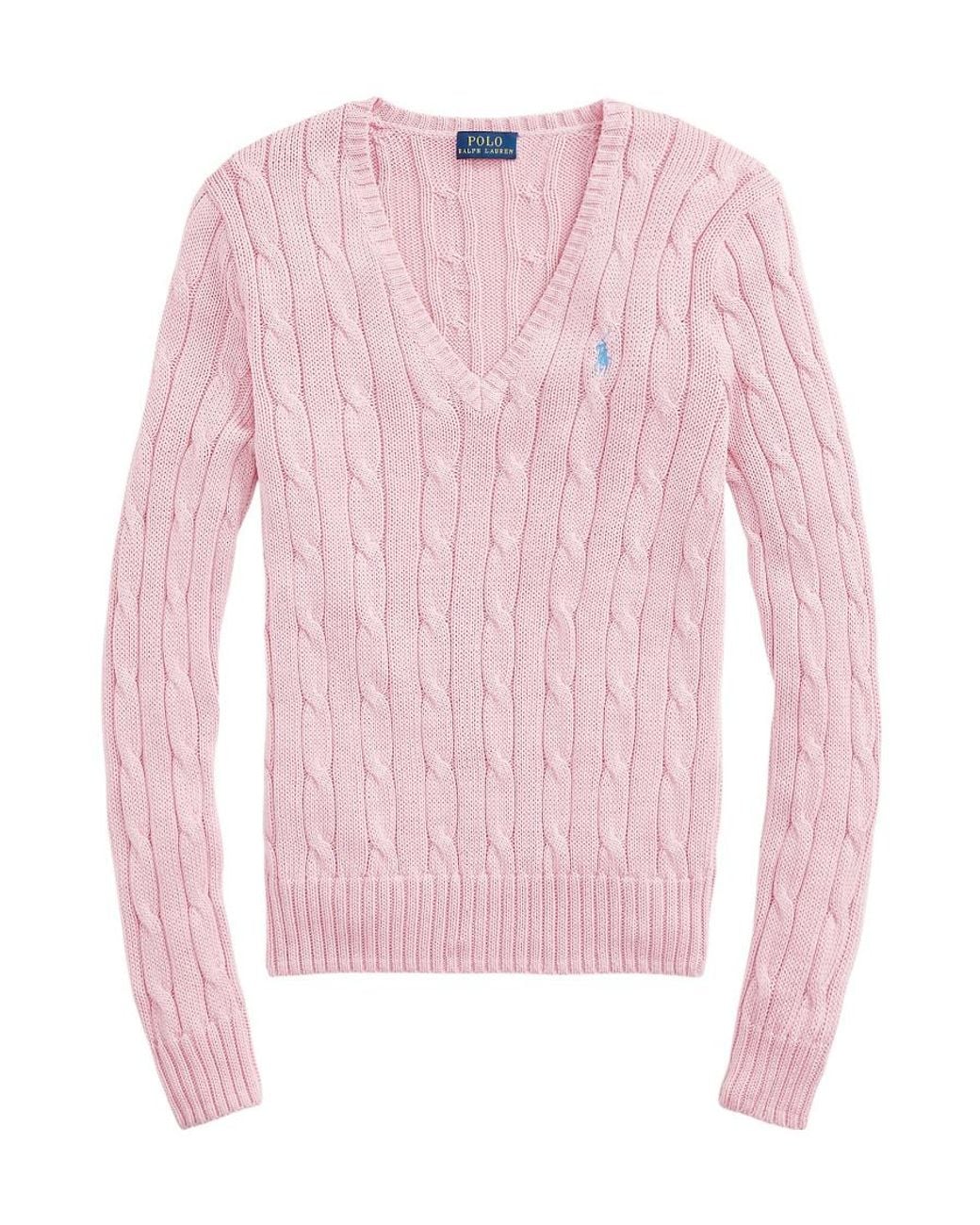 Polo Ralph Lauren Pink Twisted Knitted V-Neck Sweater