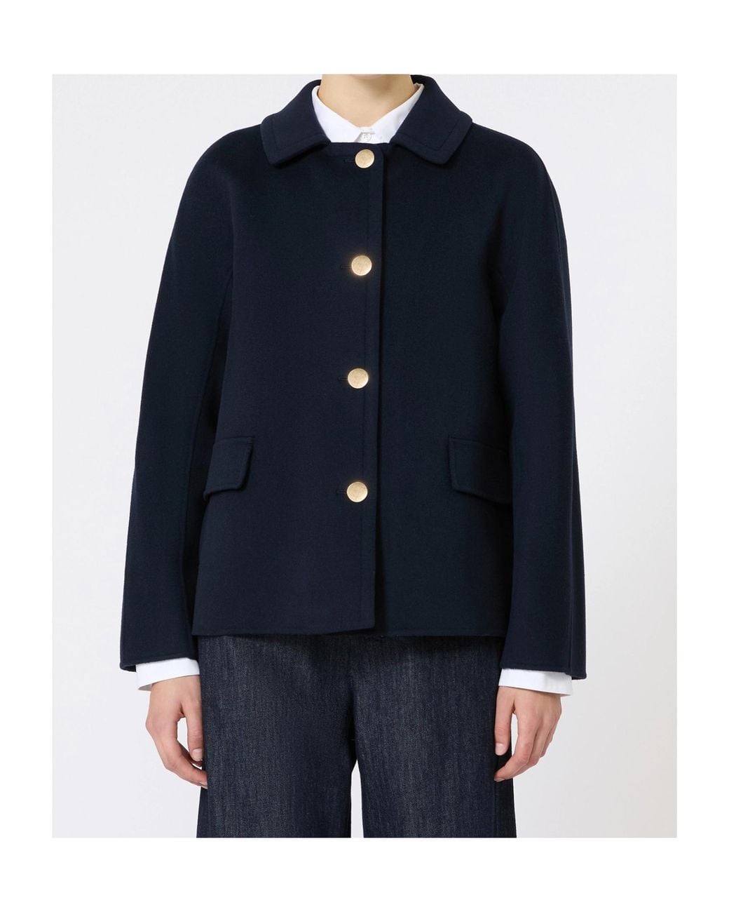 Max Mara Blue 'S Long Sleeved Button-Up Jacket