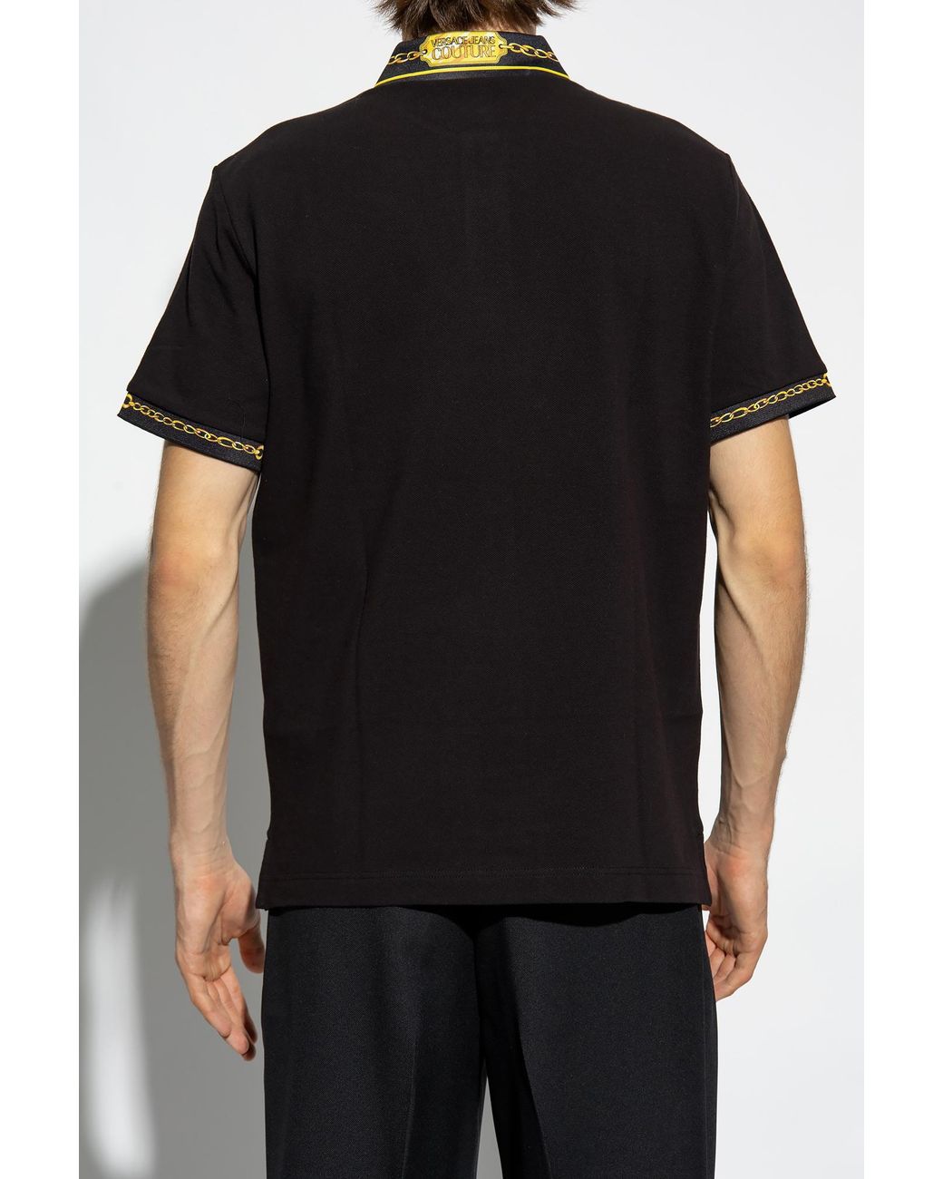 Versace Jeans Black Chain-Link Polo Shirt for men
