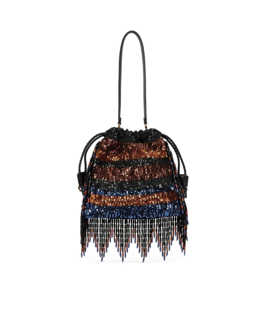 Etro Black Kalispera Beaded Fringe Shoulder Bag