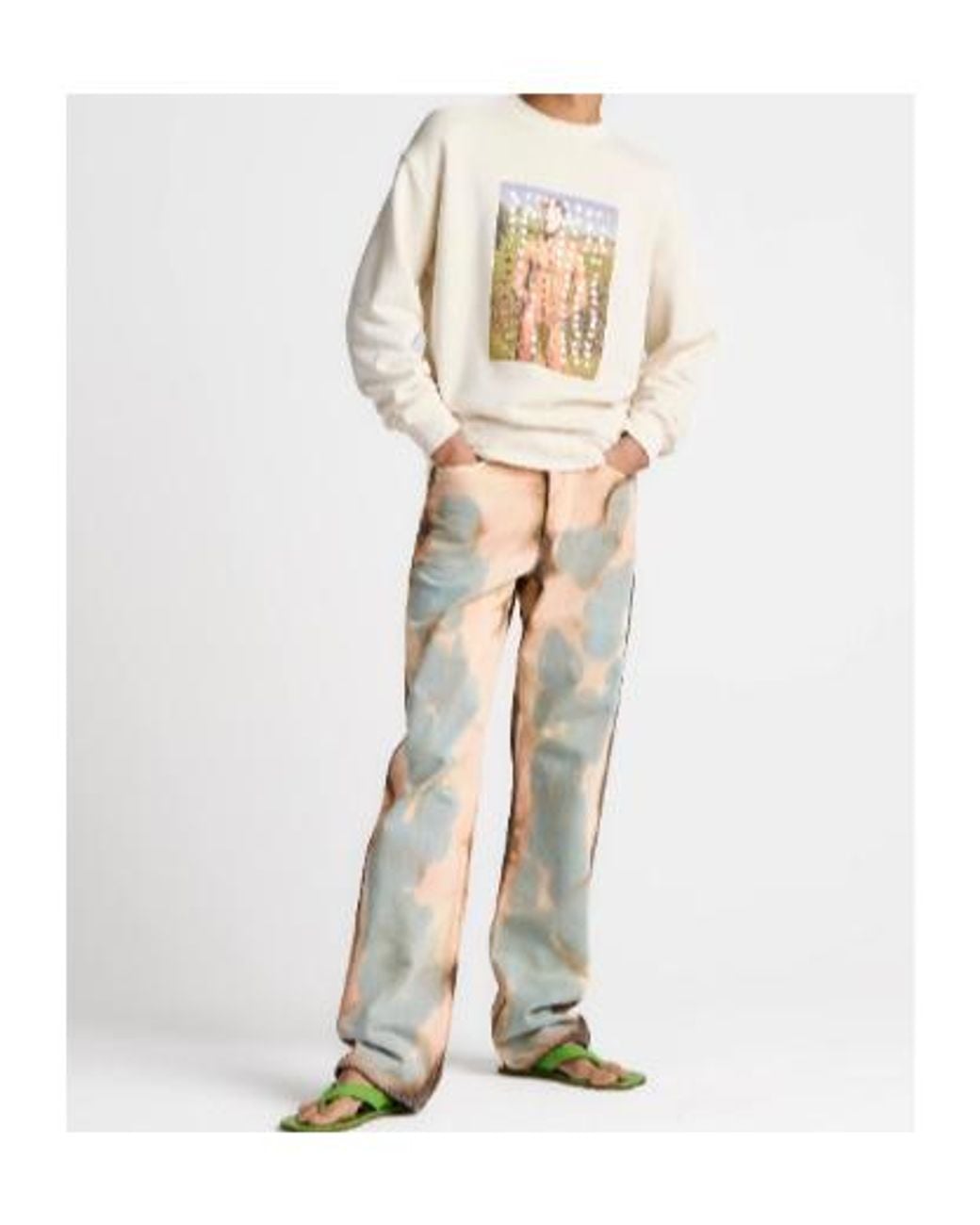 J.W. Anderson Natural Straight Leg Bleached Denim Jeans for men