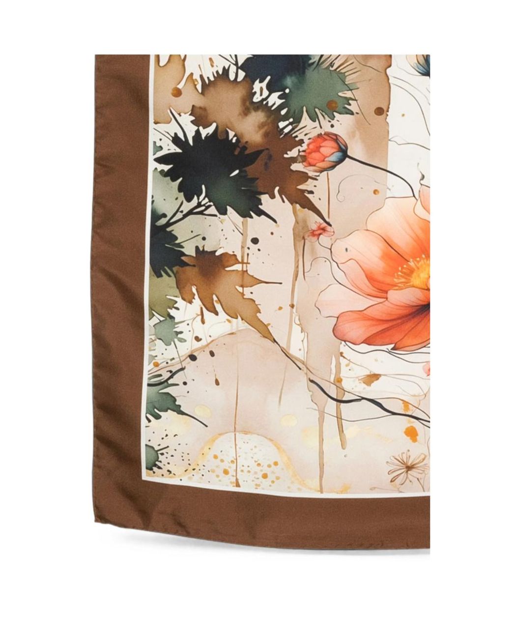 D'Aniello White Floral-Print Scarf