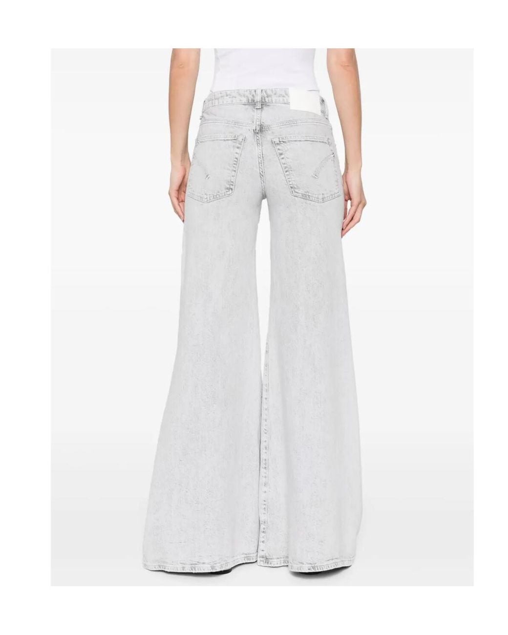 Dondup White Marlen Wide-Leg Jeans