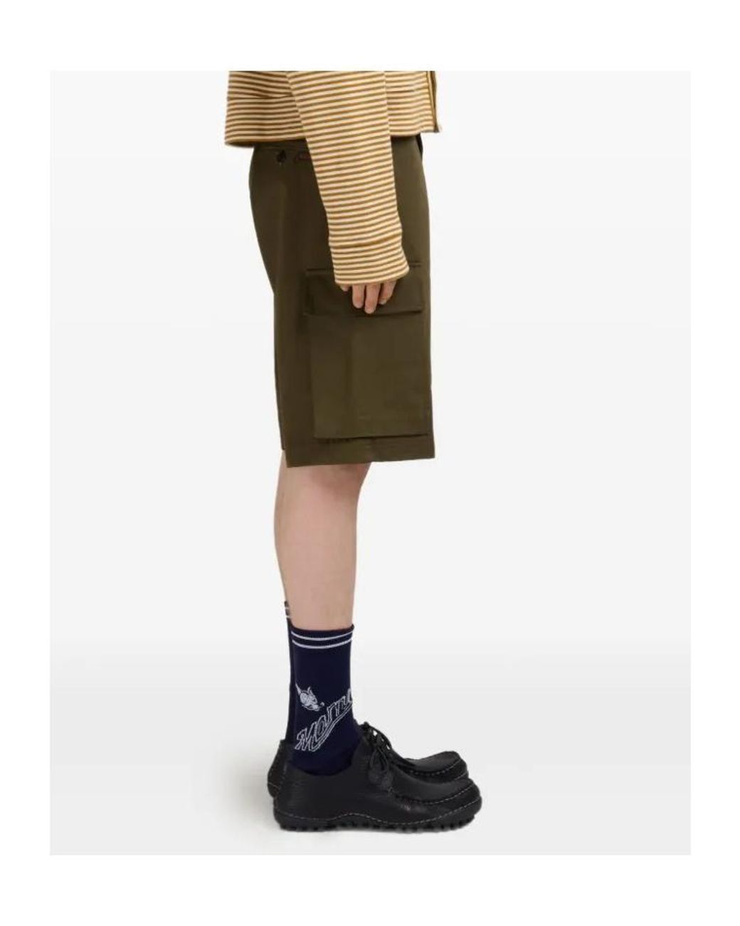 Marni Green Gabardine Cargo Shorts for men