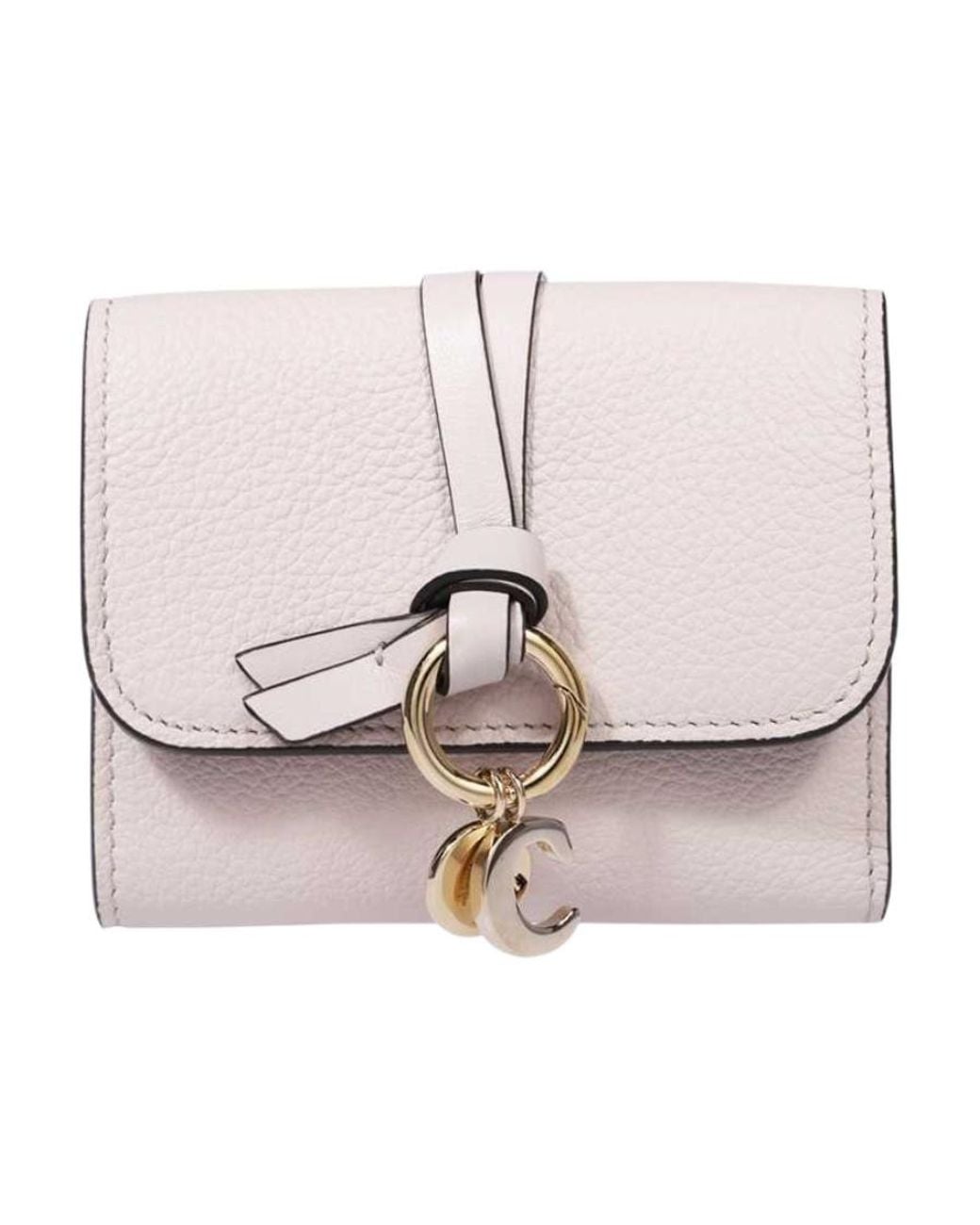 Chloé White Chloé Logo Plaque Tri-Fold Wallet