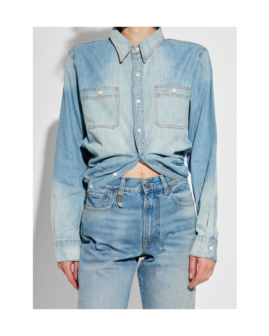 R13 Blue Wrap Denim Shirt
