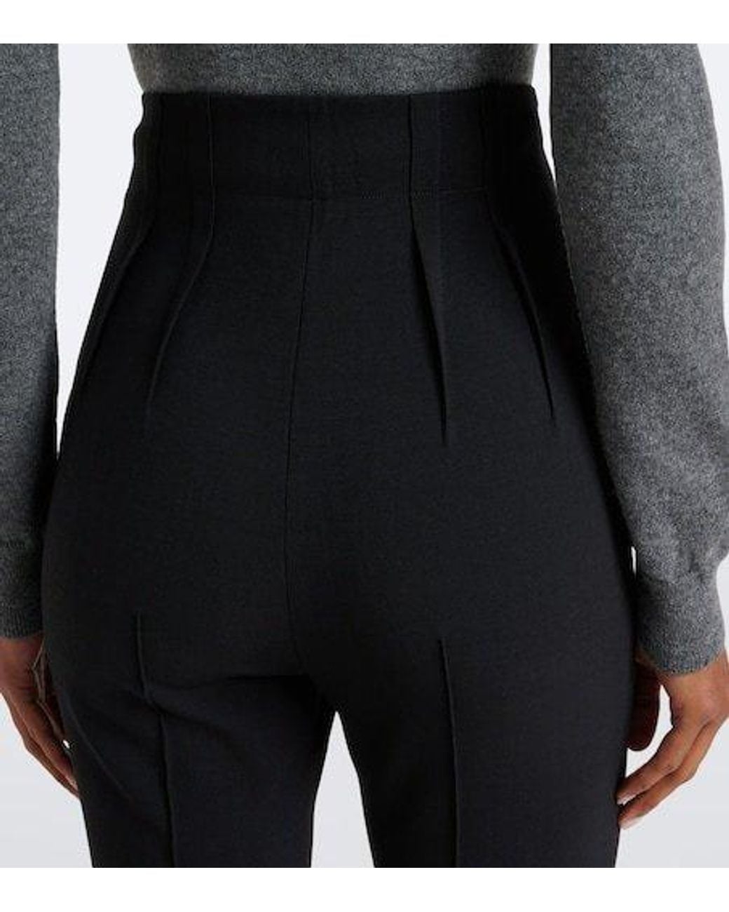 Mugler Black Wool-Blend Stirrup Leggings