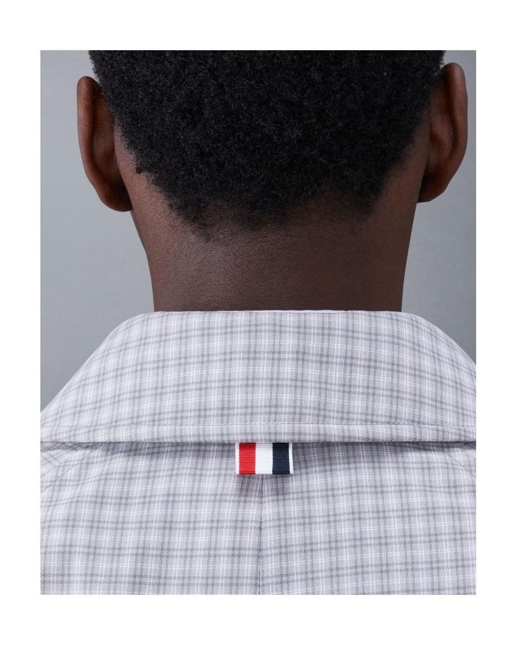 Thom Browne Blue Check-Pattern Buttoned Coat