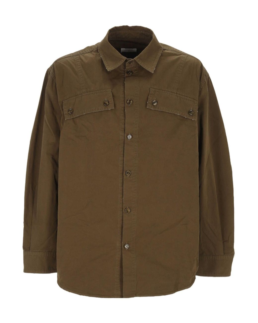 Off-White c/o Virgil Abloh Green Logo-Print Flap-Pocket Shirt for men