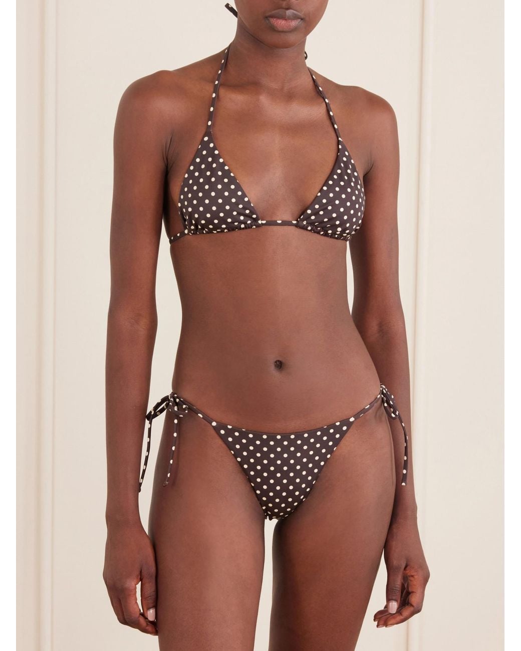 Matteau Black The String Polka-Dot Triangle Bikini Top