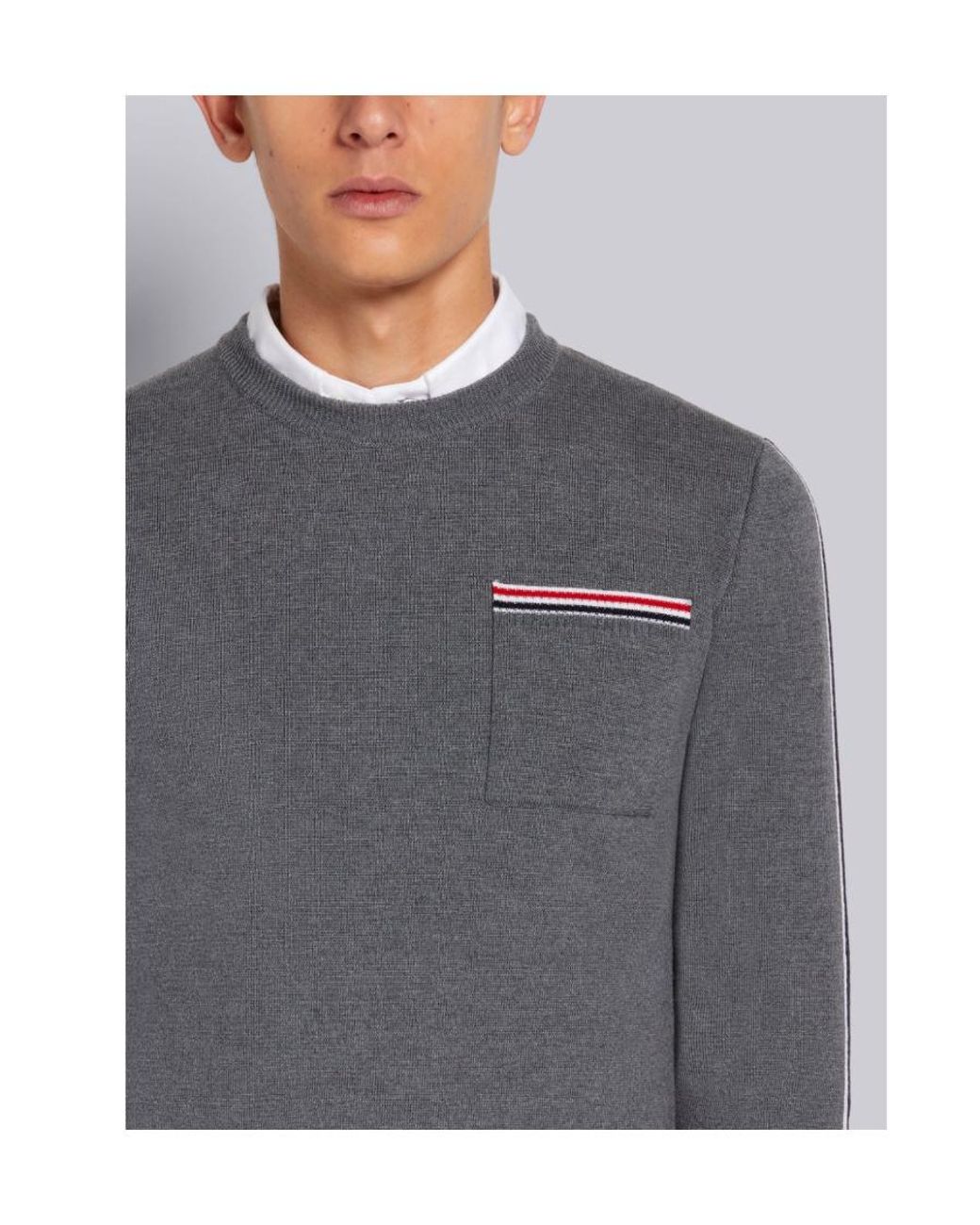 Thom Browne Gray Round-Neck Sweater for men