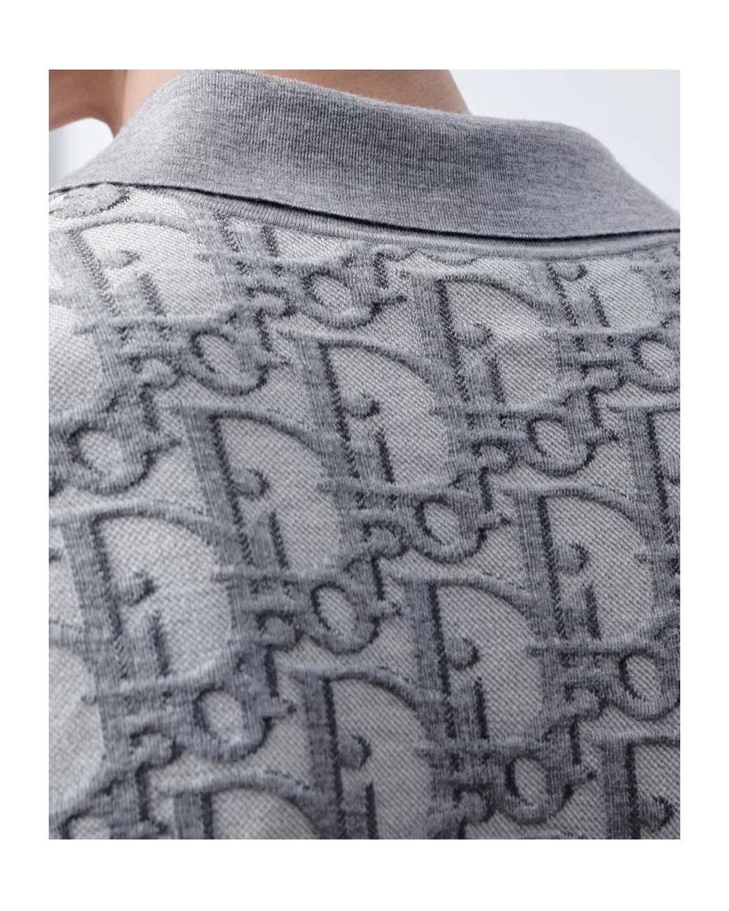 Dior Gray Monogram Knit Polo Shirt for men