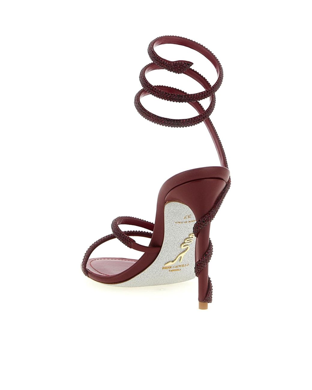 Rene Caovilla Pink Margot Embellished Spiral Heeled Sandals
