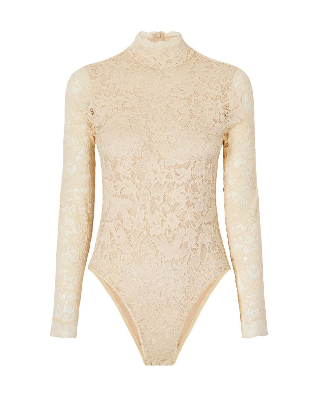 Zimmermann White Corded Lace Jersey Turtleneck Bodysuit