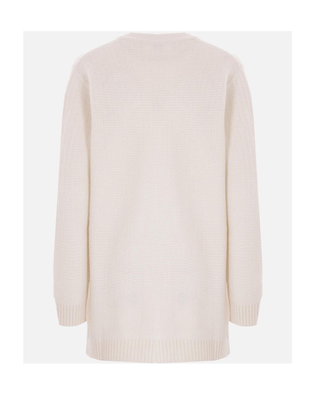 Max Mara White Ravello V-Neck Button-Up Cardigan