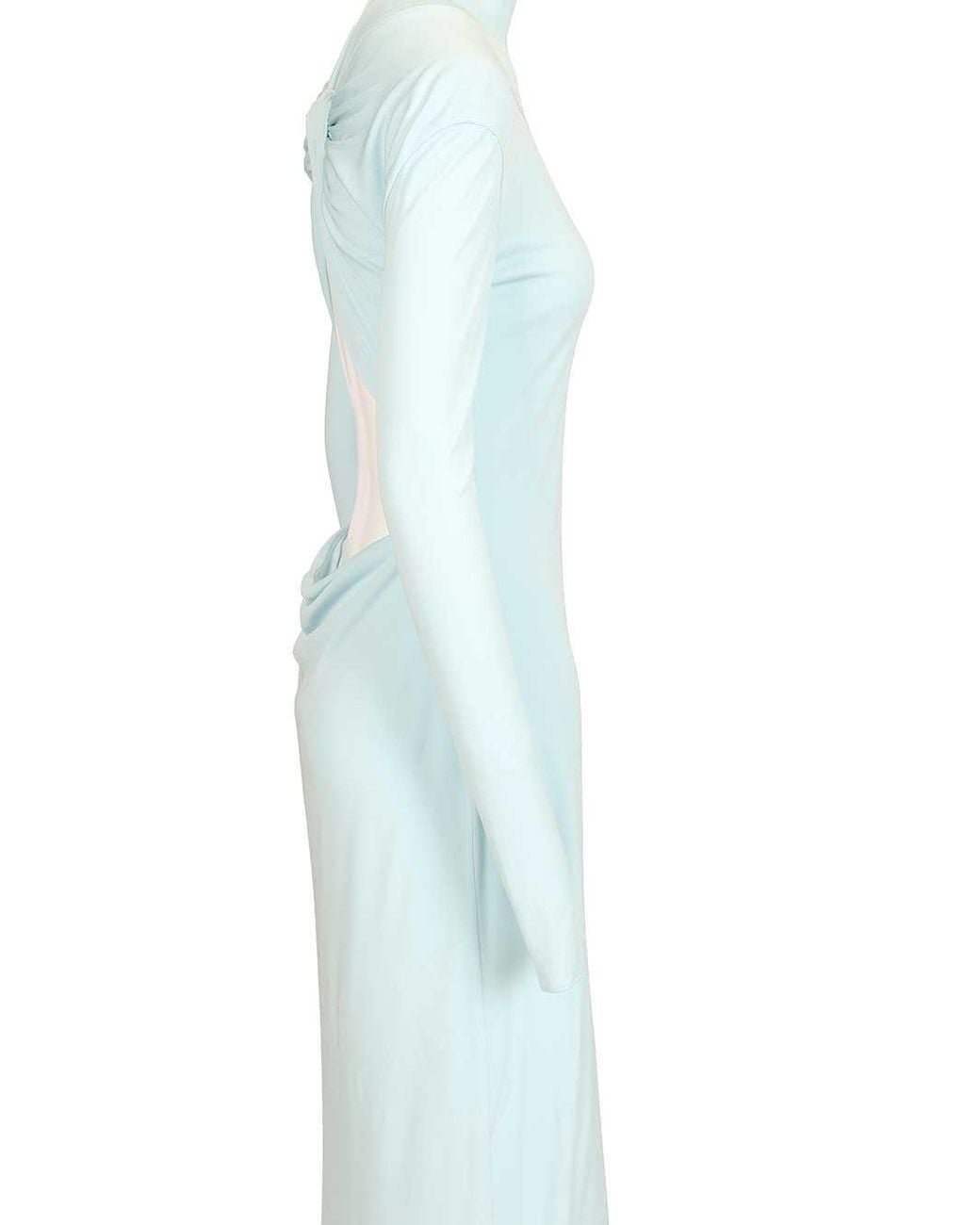 Tom Ford Blue Long-Sleeved Open-Back Train Gown