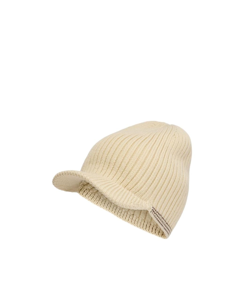 Y-3 Natural Ribbed Knit Visor Beanie Hat for men