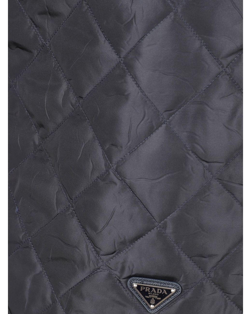 Prada Blue Triangle-Logo Quilted Mini Skirt