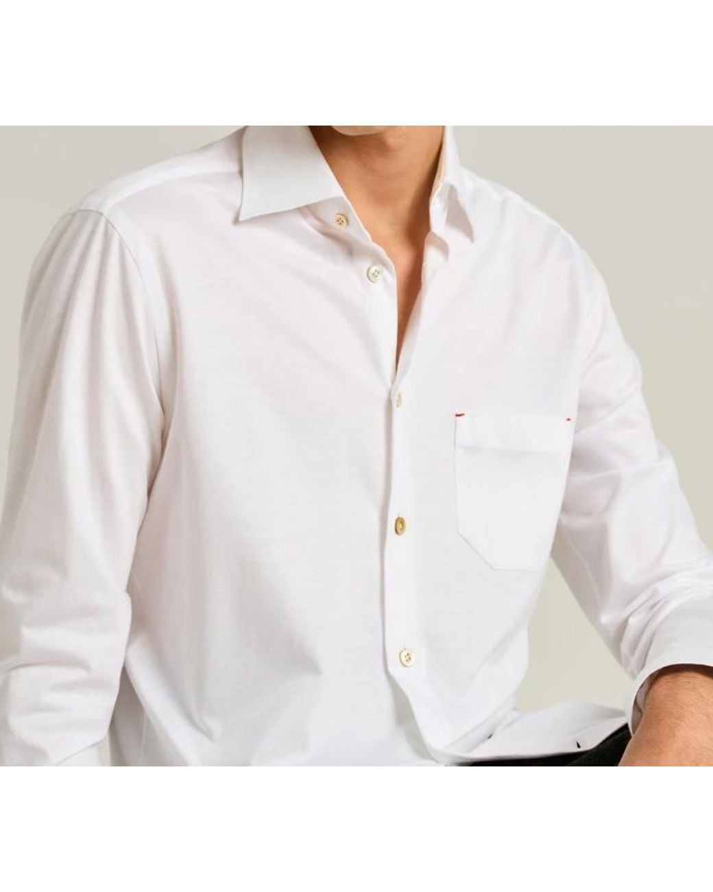 Kiton White Long Sleeve Casual Shirt for men