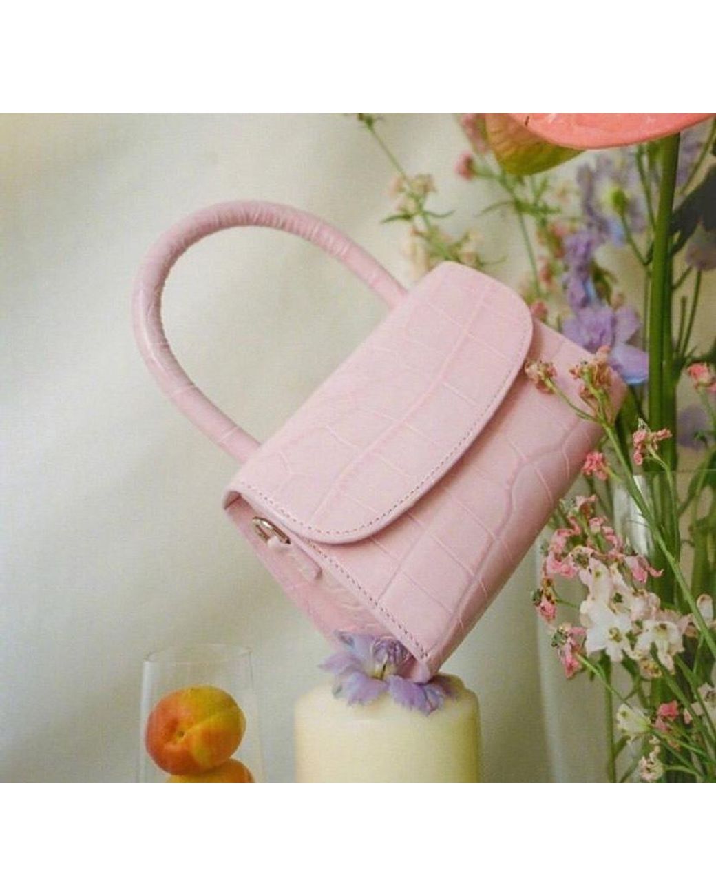 By Far Pink Embossed Handbag