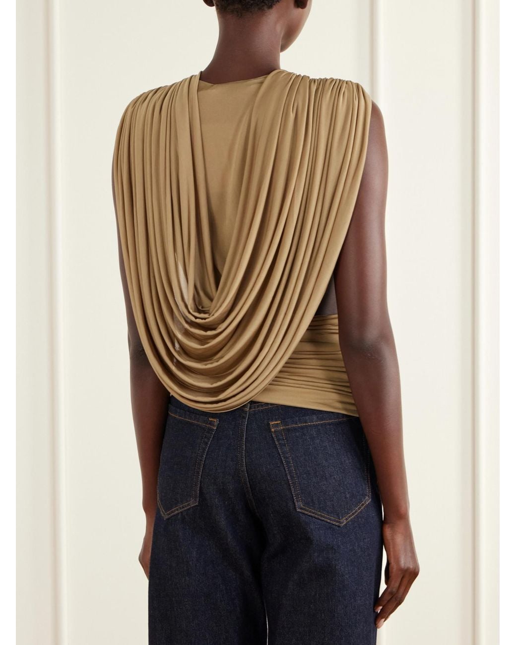 Christopher Esber Metallic Ruffled Draped Top