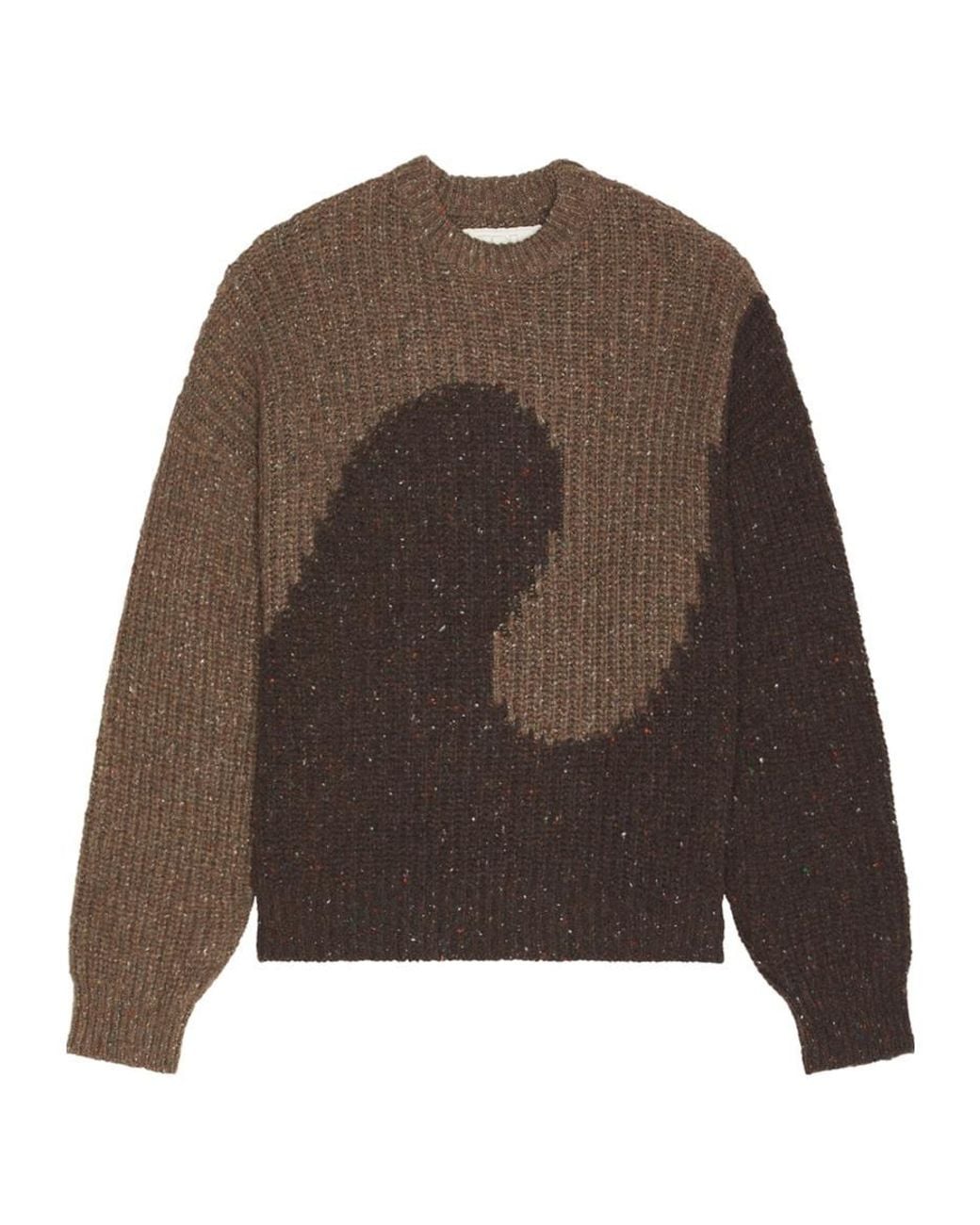 ERL Brown Bicolor Motif Crewneck Knitwear for men