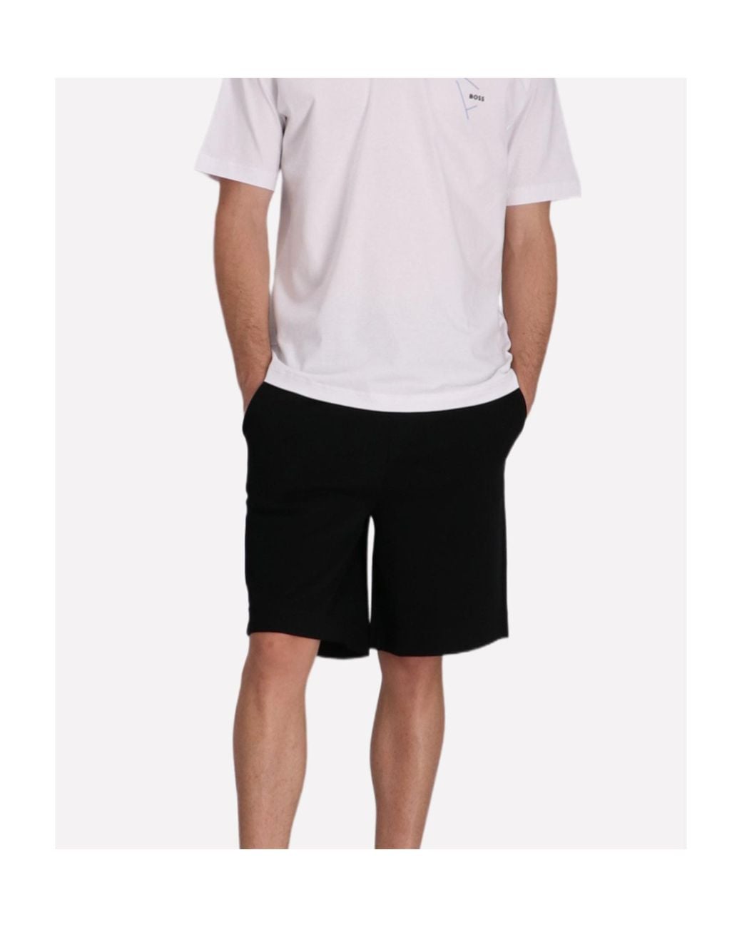 Boss Black Drawstring Cotton Shorts for men