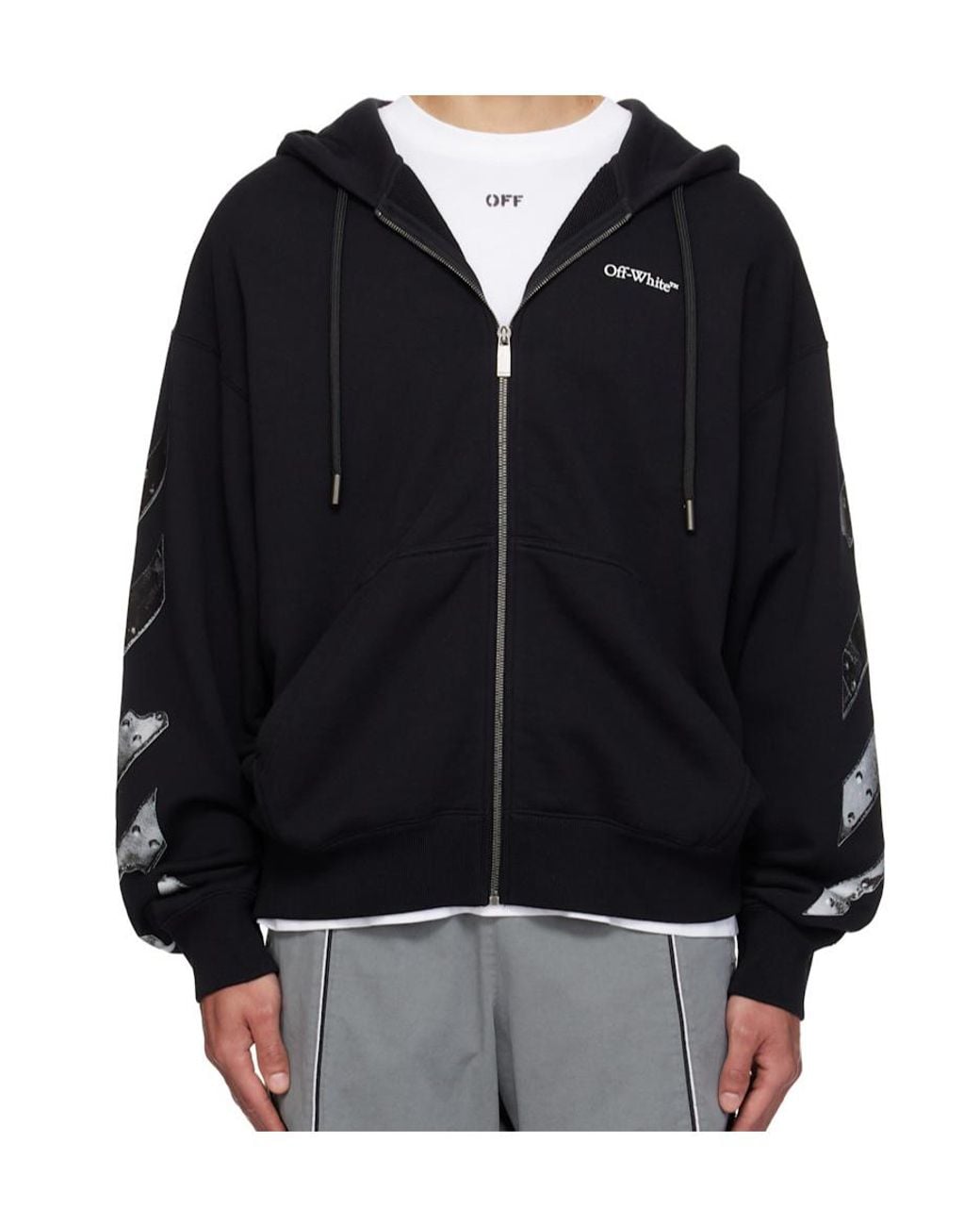 Off-White c/o Virgil Abloh Black Metal-Arrow Zip-Up Hoodie for men