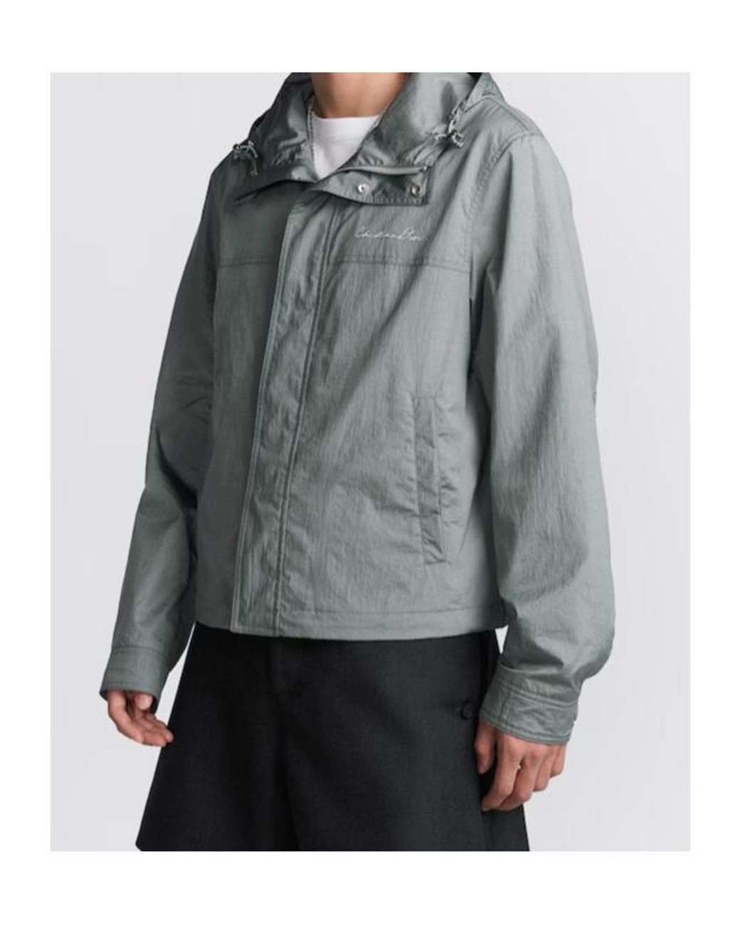 Dior Gray Handwritten Christian Windbreaker for men