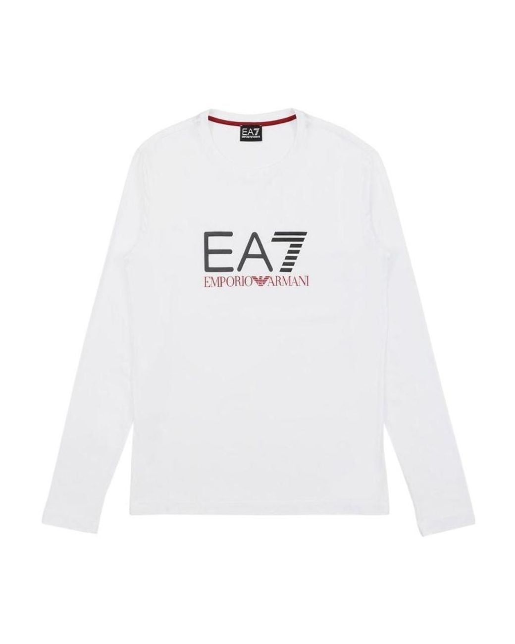 EA7 White Logo T-Shirt With Round Neck for men
