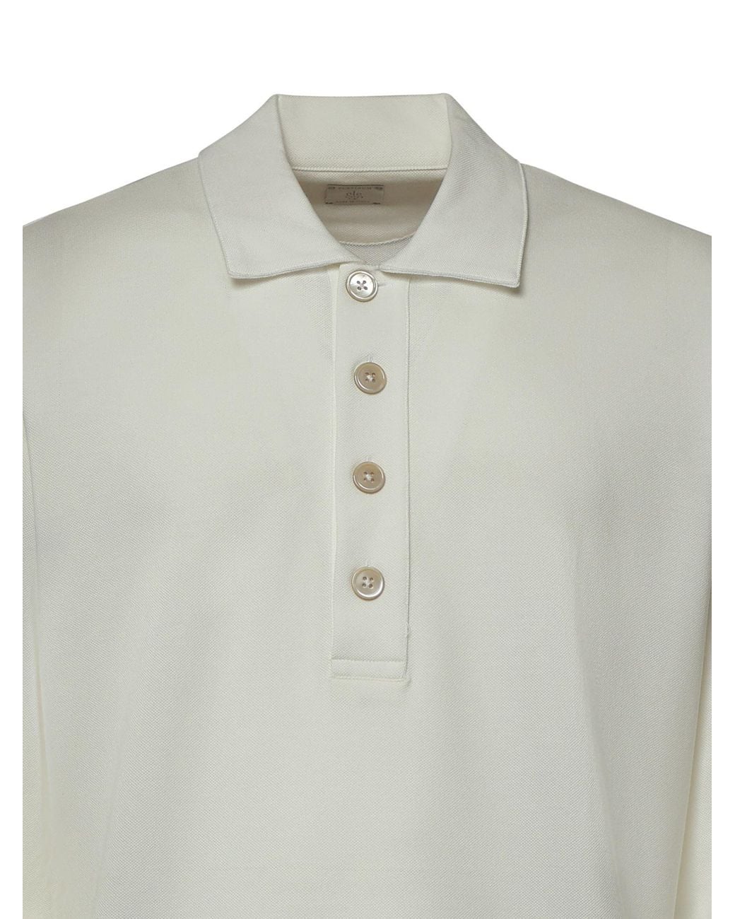Eleventy White Long-Sleeve Polo Shirt for men