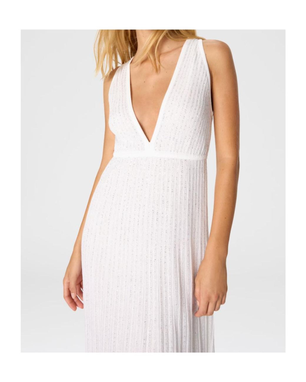 Missoni White V-Neck Midi Dress