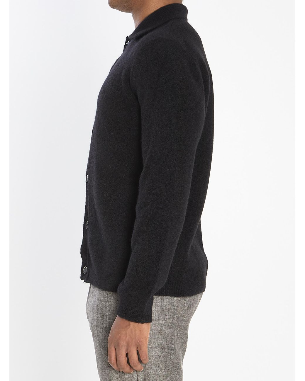 Barena Black Pointed-Collar Knitted Cardigan for men