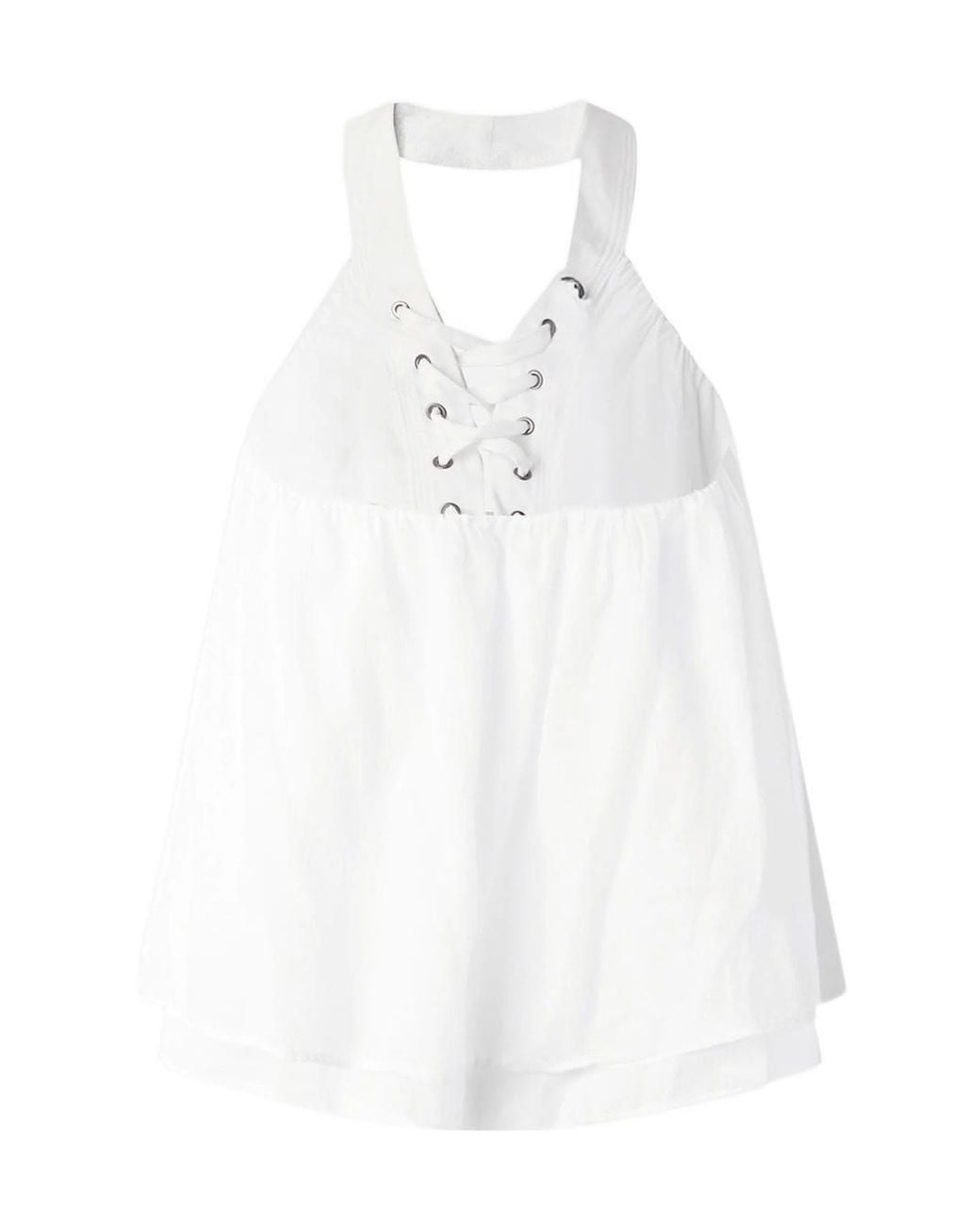 Pinko White Lace-Detail Halterneck Blouse