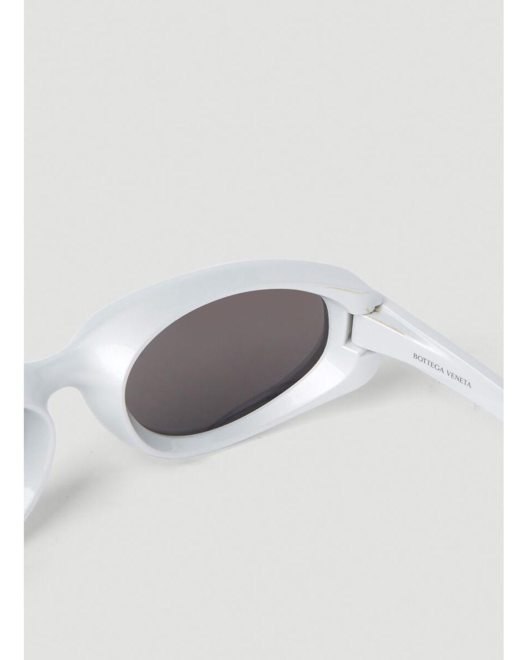Bottega Veneta White Eyewear Oval Frame Sunglasses