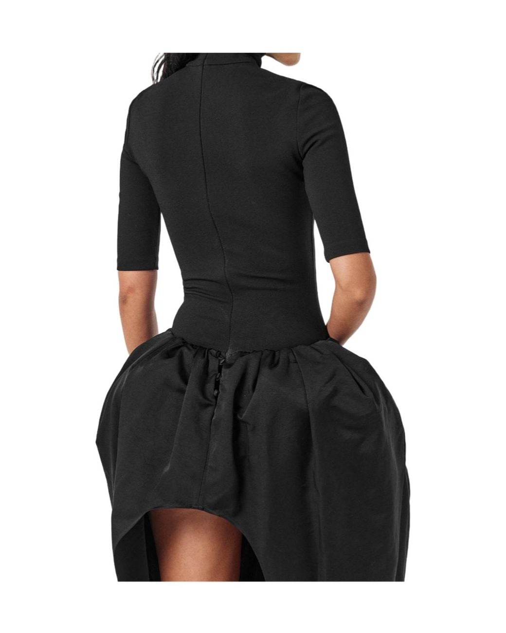 Magda Butrym Black High-Neck Elbow-Sleeve Dress