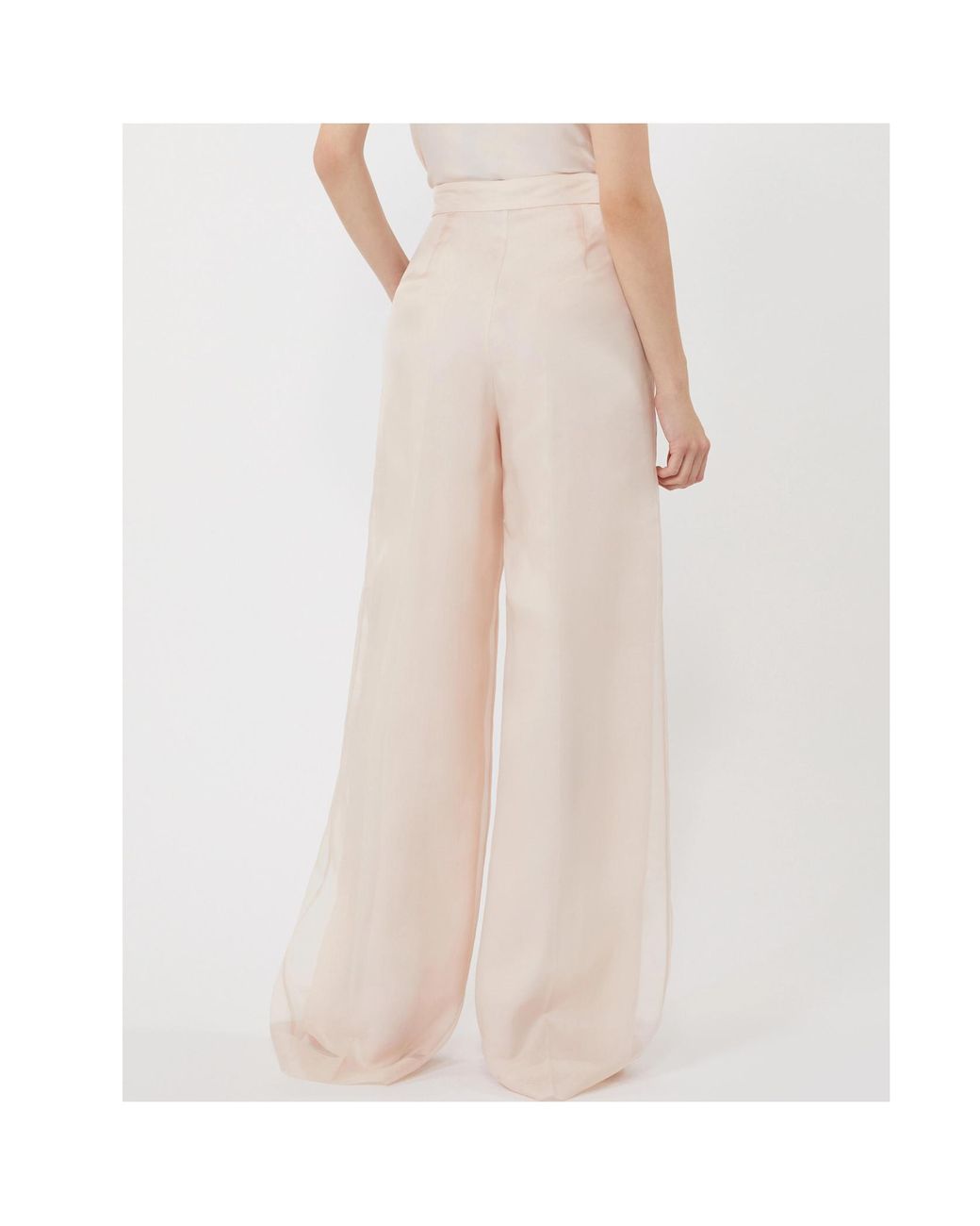 Max Mara White Silk Wide-Leg Trousers