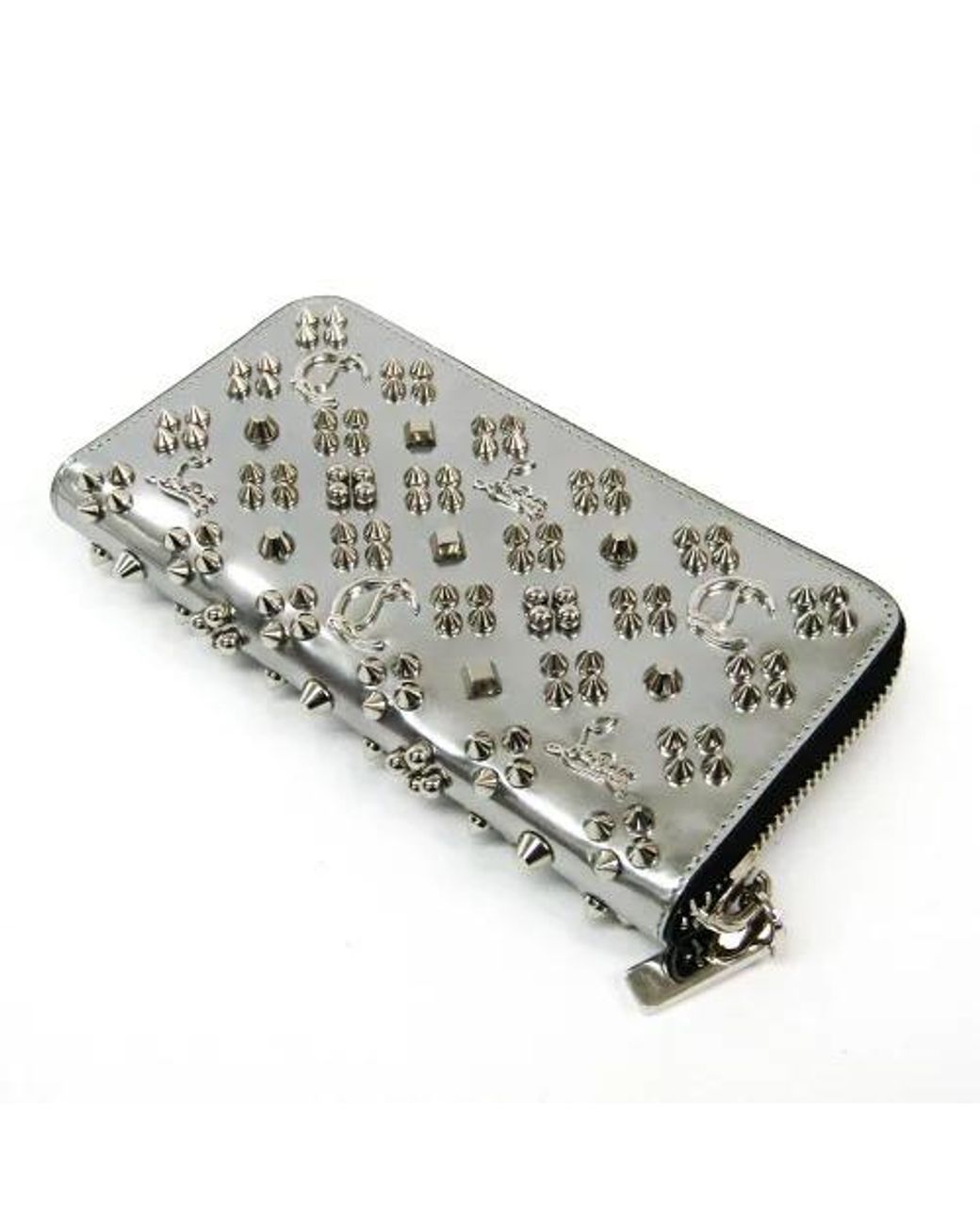 Christian Louboutin White Studded Zip Wallet for men