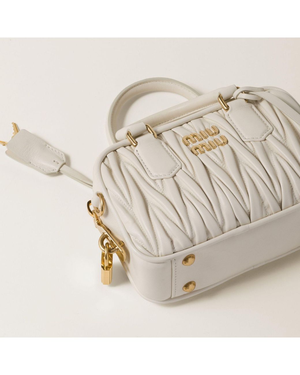 Miu Miu Natural Arcadie Matelassé Nappa Leather Bag