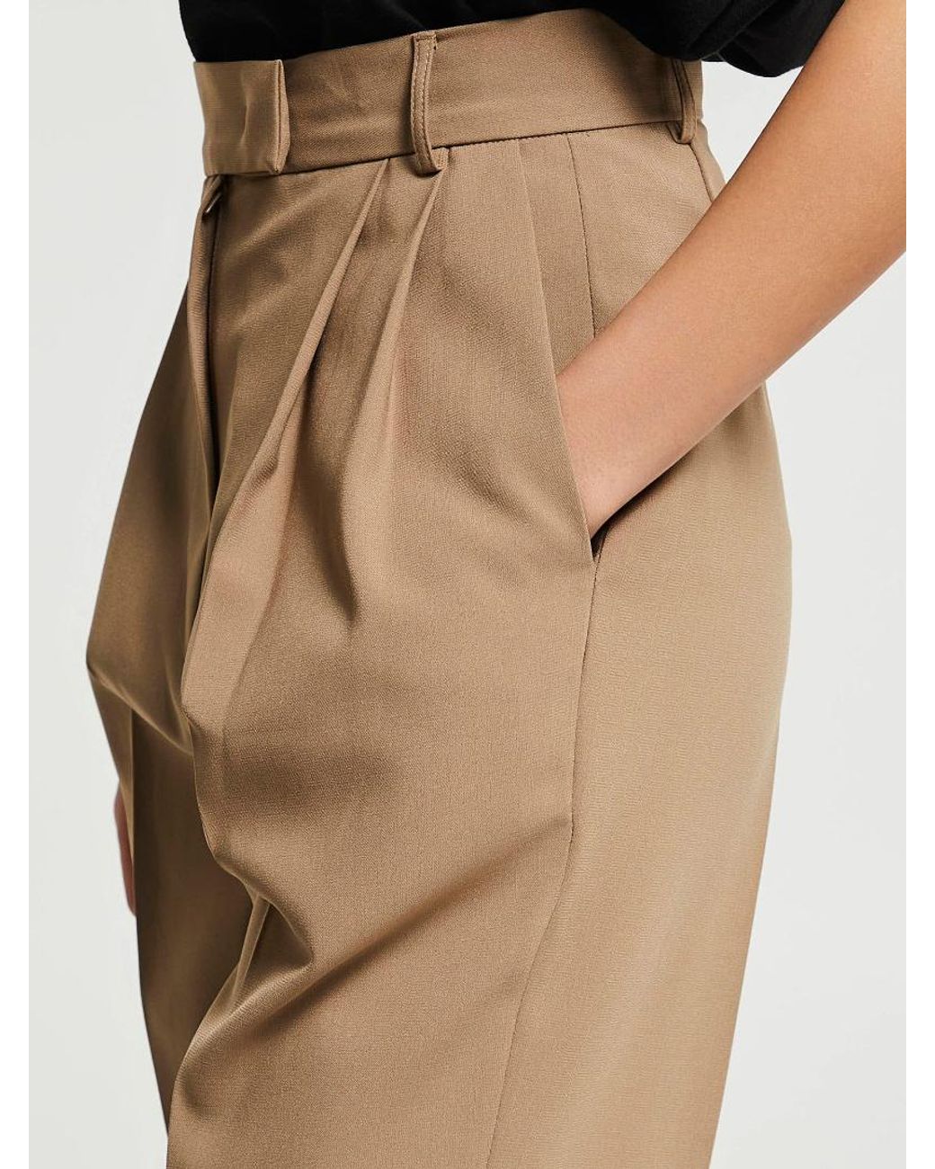 Frankie Shop Natural Pleated Suit Trousers