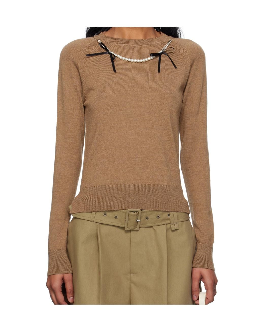 Simone Rocha Brown Embellished Knitted Jumper