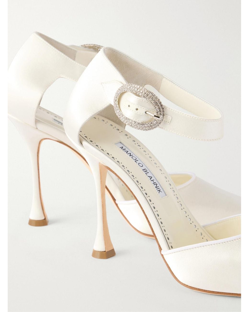 Manolo Blahnik White Satin High Heels