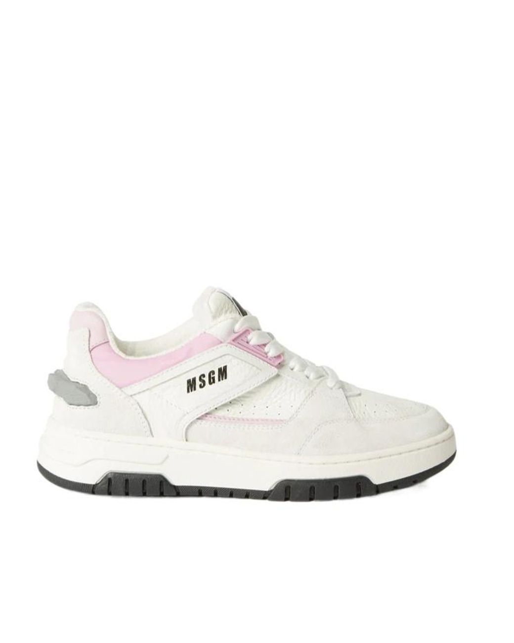 MSGM White Logo Printed Lace-Up Sneakers